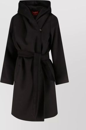 Max Mara waist belted button detail hooded jacket