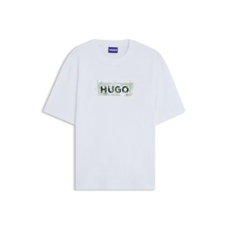 HUGO BOSS Cotton T-shirt with embroidered logo artwork