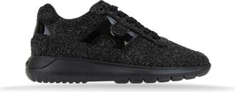 Hogan Leren Veterschoen Glitter Sneakers Vrouwen - Dames - Sneakers - Zwart - 35 EU - Leer - Schoenen
