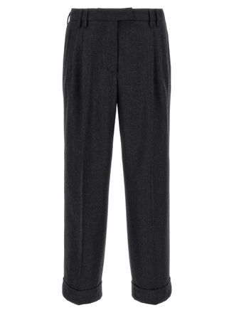 Alberto Biani Black Straight Flat Front Pants