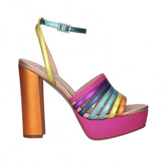 Ex&eacute; Womens Ophelia High Heeled Sandal In Orange/pink/orange