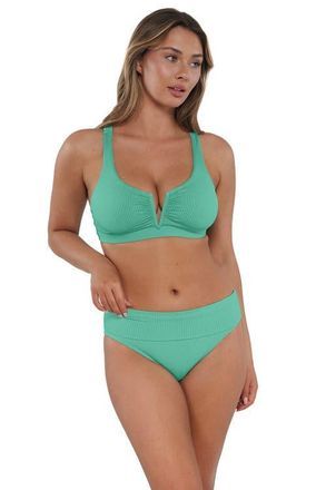 Sunsets Vienna V-Wire Bikini Swimsuit Top - DD Cup in Aqua Mist Sandbar Rib at Nordstrom, Size 38