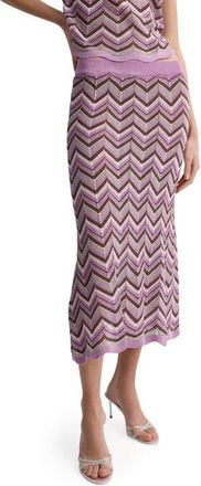 Mango Flare Open Stitch Midi Skirt in Purple at Nordstrom, Size X-Small