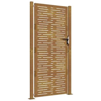 Berkfield Home Garden Gate 105x180 cm Corten Steel Square Design in Brown