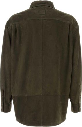 Loewe Mens Suede Overshirt Green Ovine Leather Jacket