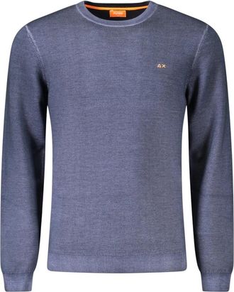 Sun 68 Maglia L Ronde Hals Trui - Heren - Ronde hals truien - Blauw - XL - Katoen - Truien & Vesten