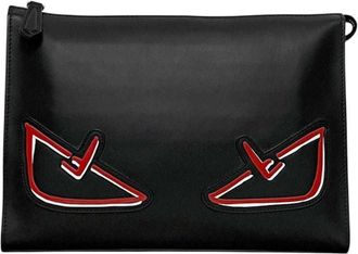 Fendi Black Leather Clutch Bag (Pre-Owned)