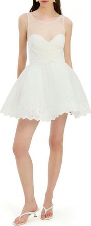 Bardot Hilda Embroidered Tulle Hoop Minidress in Ivory at Nordstrom, Size 10