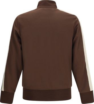 Palm Angels Mens Classic Logo Track Jacket Brown Off White Polyester; Elastane
