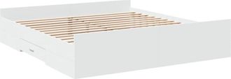 vidaXL Bed Frame with Drawers without Mattress White 180x200 cm Super King Vidaxl