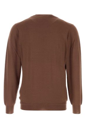 Fedeli Mens Brown Wool Sweater Cioccolato Exterior: Virgin Maglieria