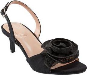 Bandolino Marette Rosette Kitten Heel Slingback Sandal in Black 001 at Nordstrom Rack, Size 7.5