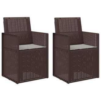vidaXL Sillas De Comedor De Jard&iacute;n 2 Pcs Marr&oacute;n Y Gris Claro Pp Vidaxl