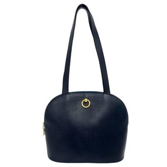 Celine Navy Leather Shoulder Bag Tote Bag (Pre-Owned)