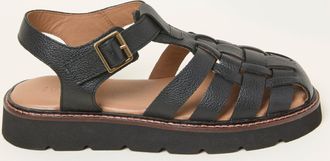 Fat Face FatFace Cali Black Leather Fisherman Sandal