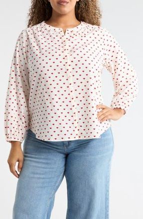 Lucky Brand Long Sleeve Button-Up Shirt in Cream/Red at Nordstrom Rack, Size 2 X