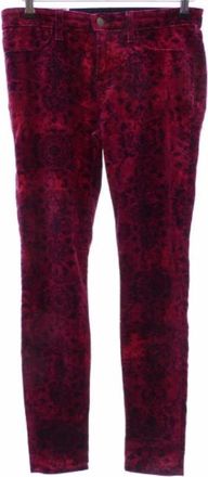 J Brand Black Red Floral Velvet Pants Size M