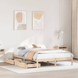 Berkfield Home Bed Frame without Mattress 135x190 cm Double Solid Wood Pine in Brown