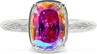 Sterling Forever Sterling Silver Mini Iridescent Elongated Cushion Ring