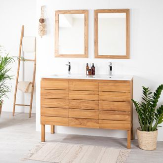Wanda Collection Mueble Ba&ntilde;o De Teca Y Cer&aacute;mica Ananta L120 Cm