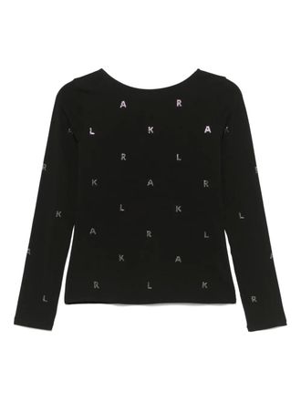 Karl Lagerfeld rhinestone-logo T-shirt - Black
