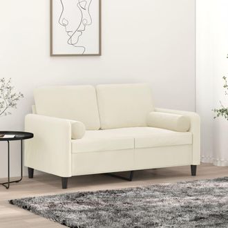 vidaXL Sof&aacute; De 2 Plazas Con Cojines Terciopelo Color Crema 120 Cm Vidaxl