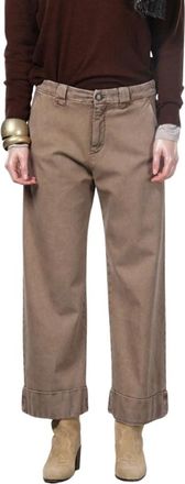 Mason's New York Studio Crop Chino Broek - Dames - Wijde Broeken - Beige - S - Katoen - Broeken