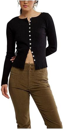 Free People Tilly Long Sleeve Cardi Womens Clothing Black : MD (Womens 8-10), Cotton