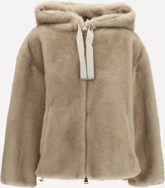 Herno Hooded Jacket in eco-fur Female 42