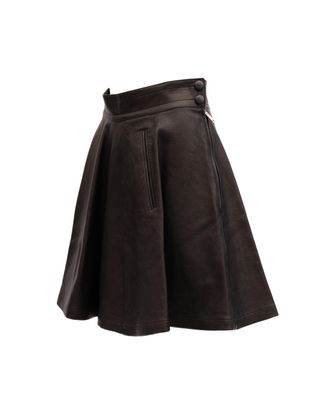 Valentino Garavani Pleated Leather Skirt - Black