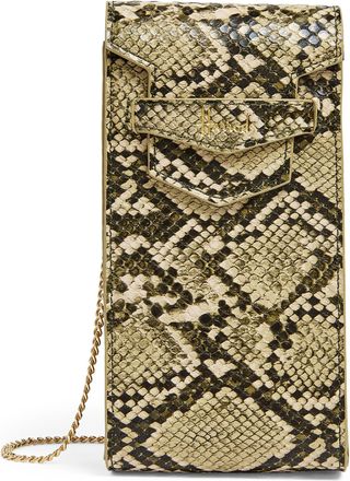 Harrods London Mini Snake Embossed Nano Bag, Gold Tone Chain, Crossbody Strap, 18 x 9 x 4.5 cm, Olive Green