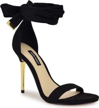 Nine West Womens Nine West Donatela Sandals Black Ankle Wrap Stiletto Heel HAWK3036