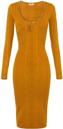 Elisabetta Franchi Abito in maglia a trama snake - - Dresses - Donna - Arancione - M