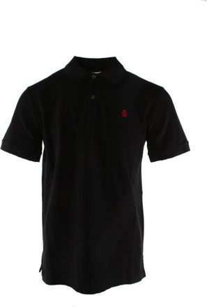 Alexander McQueen Tops, Heren, Zwart, M, Katoen, Zwarte Katoenen T-Polo voor Heren