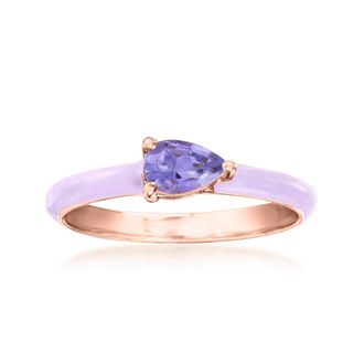 Ross-Simons Tanzanite Ring With Pastel Purple Enamel in 18kt Rose Gold Over Sterling