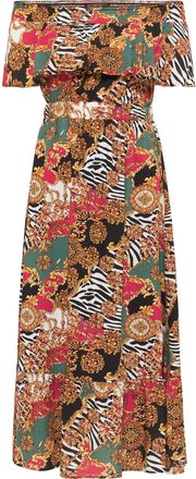 Faina midi-jurk Dames Rood Veelkleurig