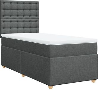 vidaXL Vidaxl - Cama Box Spring Con Colch&oacute;n Tela Gris Oscuro 90x200 Cm