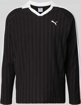 Puma Relaxed Fit Polo-Longsleeve mit Label-Stitching in Black, Gr&ouml;&szlig;e XXL