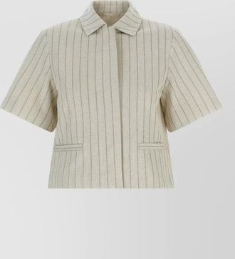 Max Mara mxmangio collared striped jacket front pockets