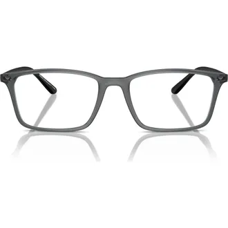 Emporio Armani 56mm Rectangle Optical Glasses in Shiny Black /Demo Lens at Nordstrom