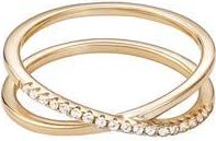 Adornia Pav&eacute; 925 Sterling Silver CZ Crisscross Ring in Gold at Nordstrom Rack, Size 7