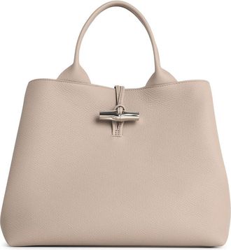 Longchamp Borsa Longchamp Con L Maniglia Le Roseau In Argilla Lear