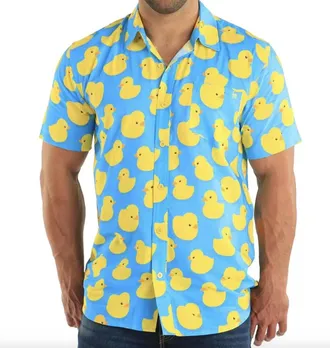 Tipsy Elves Rubber Ducky Hawaiian Shirt In Blue Rubber Ducky