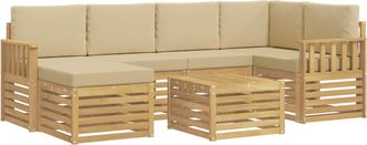 vidaXL Conjunto De Sof&aacute;s De Exterior 7 Uds. Y Beige Poli&eacute;ster Vidaxl