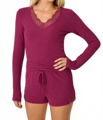 PJ Salvage Sweet Dreams Bordeaux Long Sleeve Top