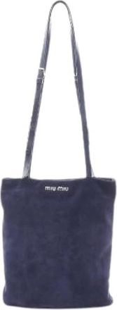 Miu Miu Pre-owned Shoulder Bags, female, Blue, Size: ONE SIZE Pre-owned Suede Shoulder Bag