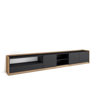 Skraut Home Skraut Home - Mueble Tv, Televisi&oacute;n, 310x37x50cm, Para Tv Hasta 80, Negro Y Roble