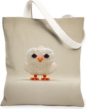 Generic Cute Bird Canvas Tote Bags, Modern Animal Pattern Reusable Grocery Bags, Lightweight Washable Shoulder Strap Canvas for Gym, White, 13x15 Inch
