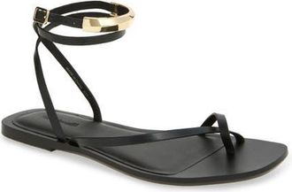 Madewell Lisbon Ankle Wrap Sandal in True Black at Nordstrom, Size 8