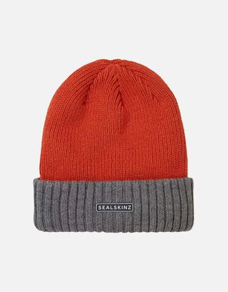 Sealskinz Mens Sealskinz Bacton Waterproof Cold Weather Roll Cuff Beanie - Orange - Size: L/XL